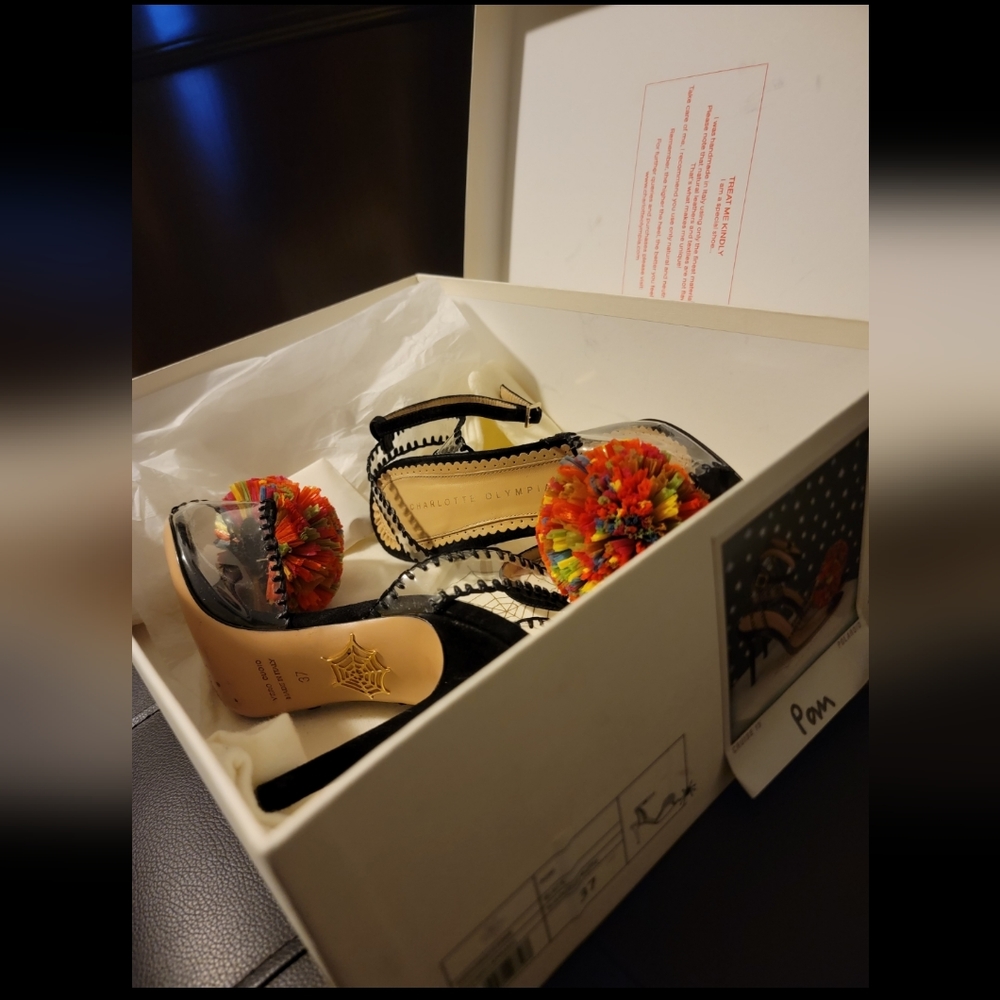 Charlotte Olympia pom embellished pvc suede sandals. Barely worn - Picture 5 of 5